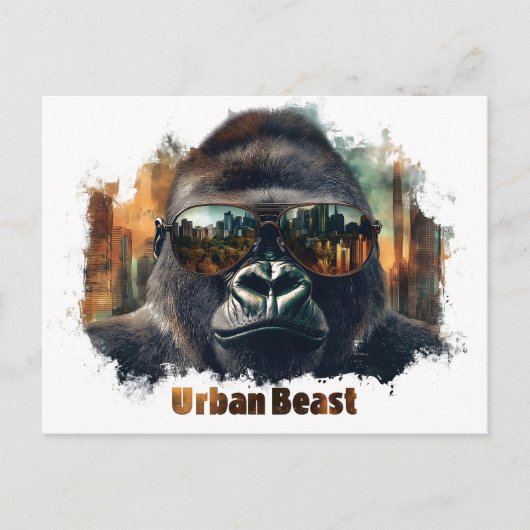 Urban Beast Gorilla mit Sonnenbrille Postkarte (Vorderseite)