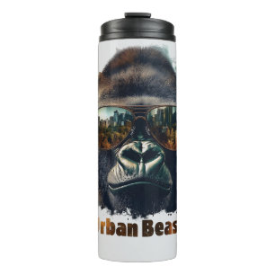 Urban Beast Gorilla mit Sonnenbrille Thermosbecher