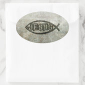 Urban Beton Jesus Fish Ovaler Aufkleber (Tasche)