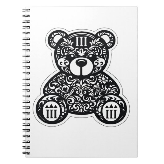 Urban Black & White Bear Spiral Notebook Notizblock (Vorderseite)