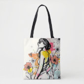 Urban Bloom: Double-Sided Graffiti & Botanical Art Tasche (Vorderseite)