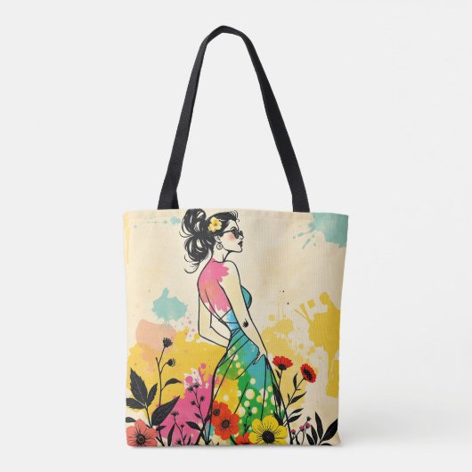 Urban Bloom: Double-Sided Graffiti & Botanical Art Tasche (Rückseite)