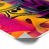 Urban Bloom Lebendiges Graffiti-Blumen-Explosion Poster (Ecke)