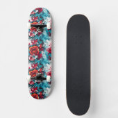 Urban Bloom: Red & Blue Rose Graffiti Skateboard (Vorderseite)