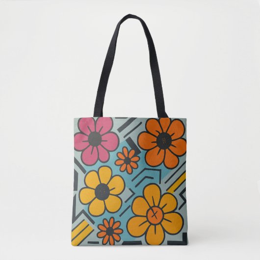 Urban Bloom - Retro Floral Pop Tasche (Vorderseite)