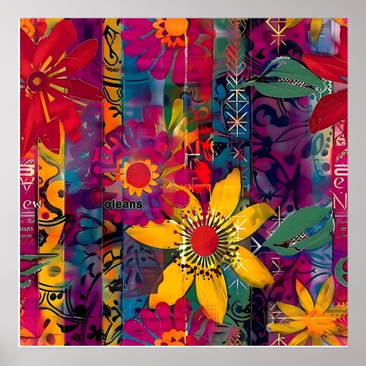 Urban Bloom Vivid Graffiti Blume Explosio Poster (Vorne)