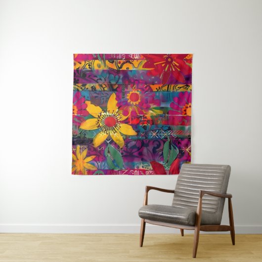 Urban Bloom Vivid Graffiti Blume Explosio Poster Wandteppich (Beispiel (Horizontal))