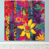 Urban Bloom - Vivid Graffiti Blume Explosion Leinwanddruck (Insitu (Holzboden))