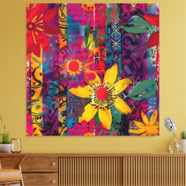 Urban Bloom - Vivid Graffiti Blume Explosion Leinwanddruck