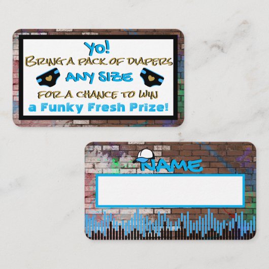 Urban Blue & Black Hip Hop Diaper Begleitkarte (Vorne/Hinten)