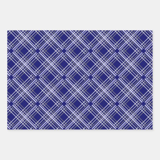 Urban Blue Tartan Muster mit schwarzer Geometrie Geschenkpapier Set (Vorderseite 2)