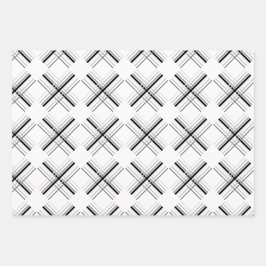 Urban Blue Tartan Muster mit schwarzer Geometrie Geschenkpapier Set (Vorderseite)