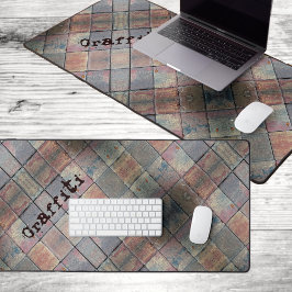 Urban Brick Checkered Pattern Personalisiert Grung Schreibtischunterlage