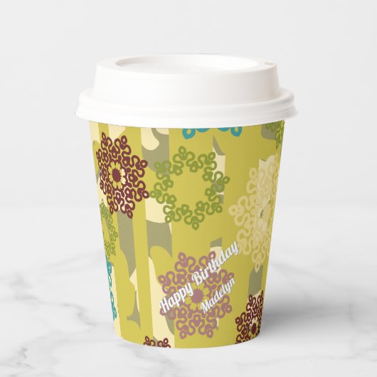 Urban Camouflage Floral Pattern Birthday Pappbecher (Vorderseite)