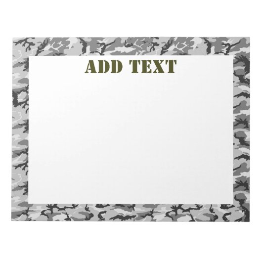 Urban Camouflage Pattern - Schwarz & Grau Notizblock (Vorderseite)