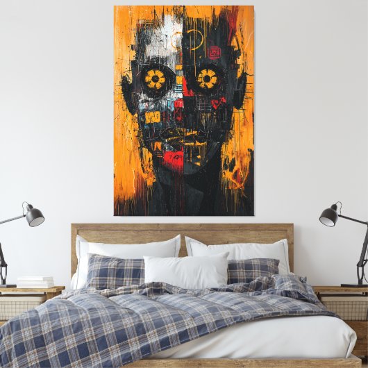 Urban Chaos Portrait, zeitgenössischer Expressioni Leinwanddruck (Insitu (Schlafzimmer))