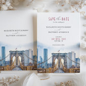 Urban Chic Brooklyn Bridge Save the Date Skyline Einladung