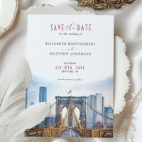 Urban Chic Brooklyn Bridge Save the Date Skyline