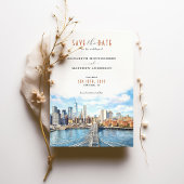 Urban Chic Brooklyn Bridge Save the Date Skyline Einladung