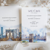 Urban Chic Brooklyn Bridge Save the Date Skyline Einladung