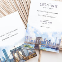 Urban Chic Brooklyn Bridge Save the Date Skyline