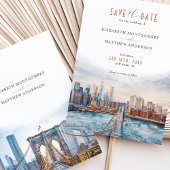 Urban Chic Brooklyn Bridge Save the Date Skyline Einladung