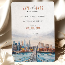 Urban Chic Brooklyn Bridge Save the Date Skyline Einladung