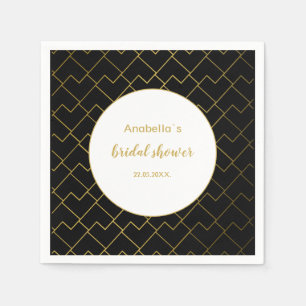 Urban Chic Geometric Golden Black Pattern Serviette