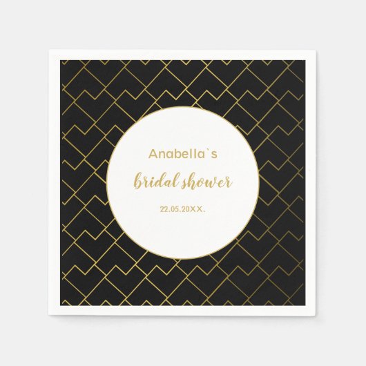 Urban Chic Geometric Golden Black Pattern Serviette (Vorderseite)