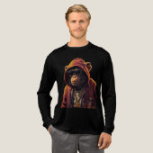 Urban Chimp – Cool Chimpanzee with Hoodie and Gold Tri-Blend Shirt (Volle Vorderseite)