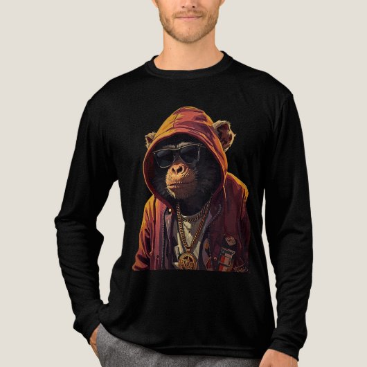 Urban Chimp – Cool Chimpanzee with Hoodie and Gold Tri-Blend Shirt (Vorderseite)