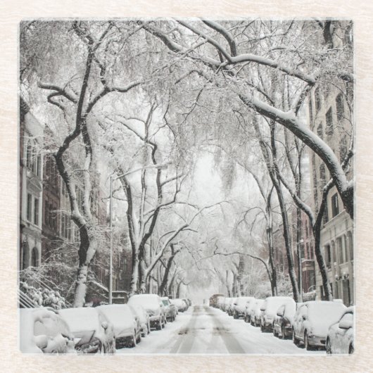 Urban Christmas Snow in Brooklyn NY Glasuntersetzer (Vorderseite)