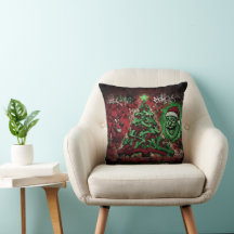 Urban Christmas Throw Pillow – Graffiti Holiday