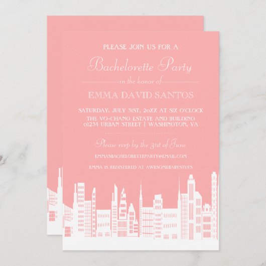 Urban City Junggeselinnen-Abschied lädt ein Einladung (Vorne/Hinten)