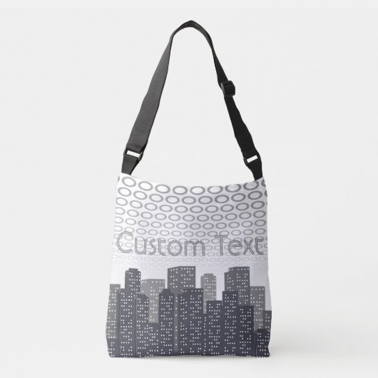 Urban Cityscape Shades of Grey Custom Text Tragetaschen Mit Langen Trägern (Vorderseite)