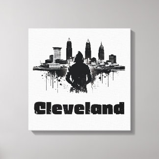 Urban Cleveland Skyline Premium Leinwand Art