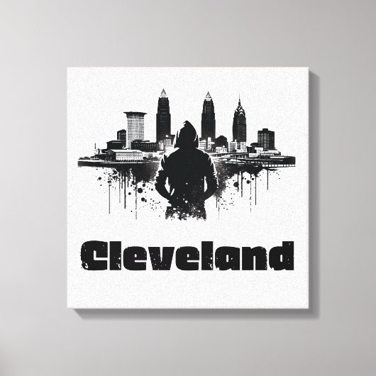 Urban Cleveland Skyline Premium Leinwand Art (Vorderseite)