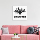 Urban Cleveland Skyline Premium Leinwand Art (Insitu (Wohnzimmer))