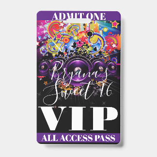 Urban Club Hip Hop Dance Sweet 16 VIP Pass Ausweis
