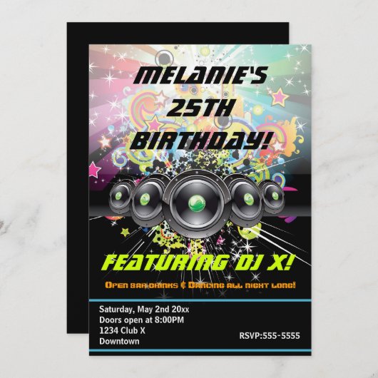 Urban Club Hip Hop Dancing Party Einladung (Vorne/Hinten)