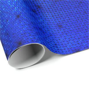 Urban Cobalt Blue Black Elegante Grill Sequins Geschenkpapier