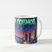 Urban Cosmos Graffiti Spaceship Futuristic Neon Kaffeetasse (VorderseiteRechts)