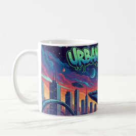 Urban Cosmos Graffiti Spaceship Futuristic Neon Kaffeetasse