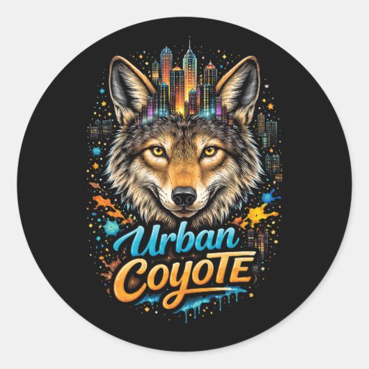 Urban Coyote Runder Aufkleber (Vorderseite)