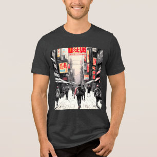 Urban Cyberpunk Atmosphäre - Japanische Street Art Tri-Blend Shirt