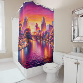"Urban Dawn: San Antonio Riverwalk" Duschvorhang (Beispiel)