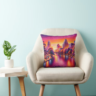 "Urban Dawn: San Antonio Riverwalk" Kissen