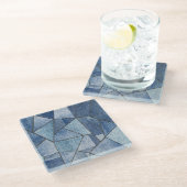 Urban Denim: Distressed Patchwork-Design Glasuntersetzer (Schrägansicht)