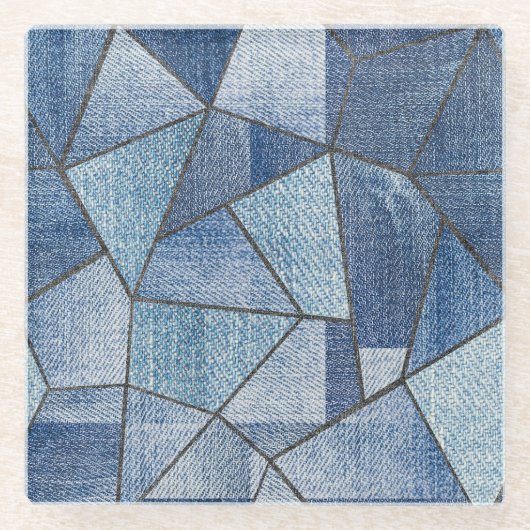 Urban Denim: Distressed Patchwork-Design Glasuntersetzer (Vorderseite)