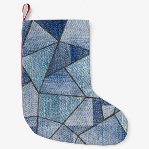 Urban Denim: Distressed Patchwork-Design Kleiner Weihnachtsstrumpf